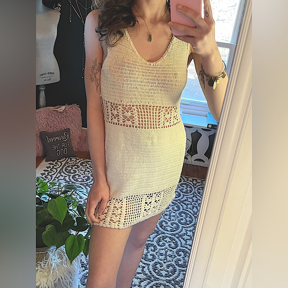 vintage crochet coverup mini dress ✨